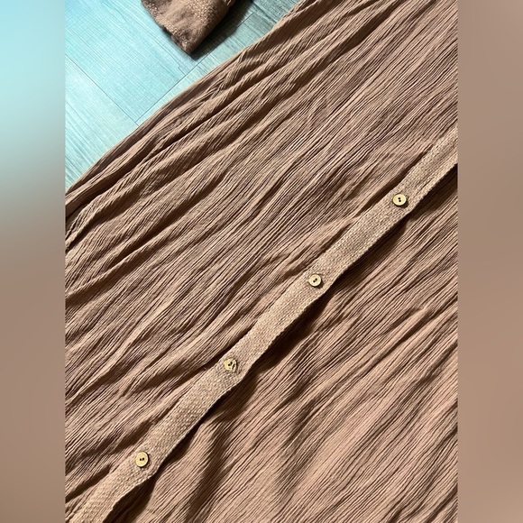 FREE PEOPLE Linen Maxi Dress Small Boho Brown Lightweight Airy Vacation Beach - Picture 3 of 7